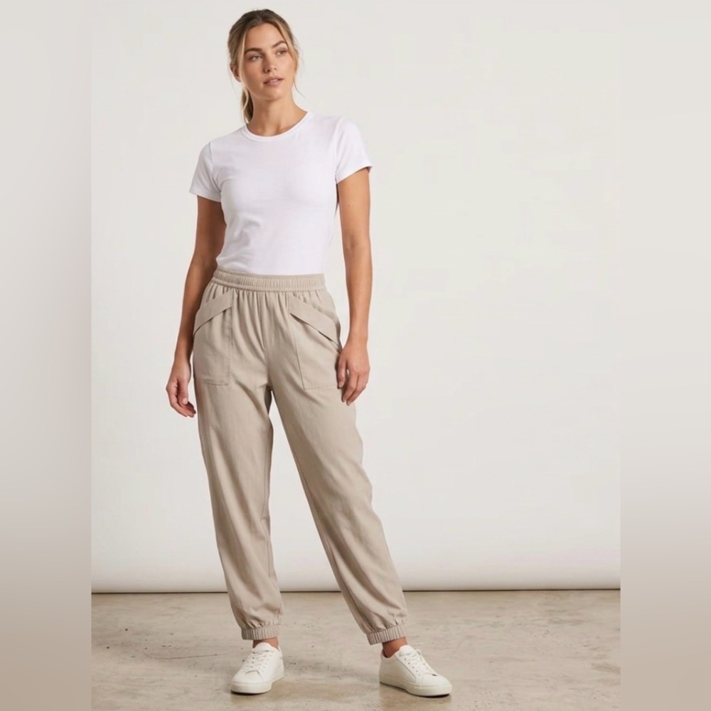 Vuori Light Beige Elastic-Waist Joggers Size Small